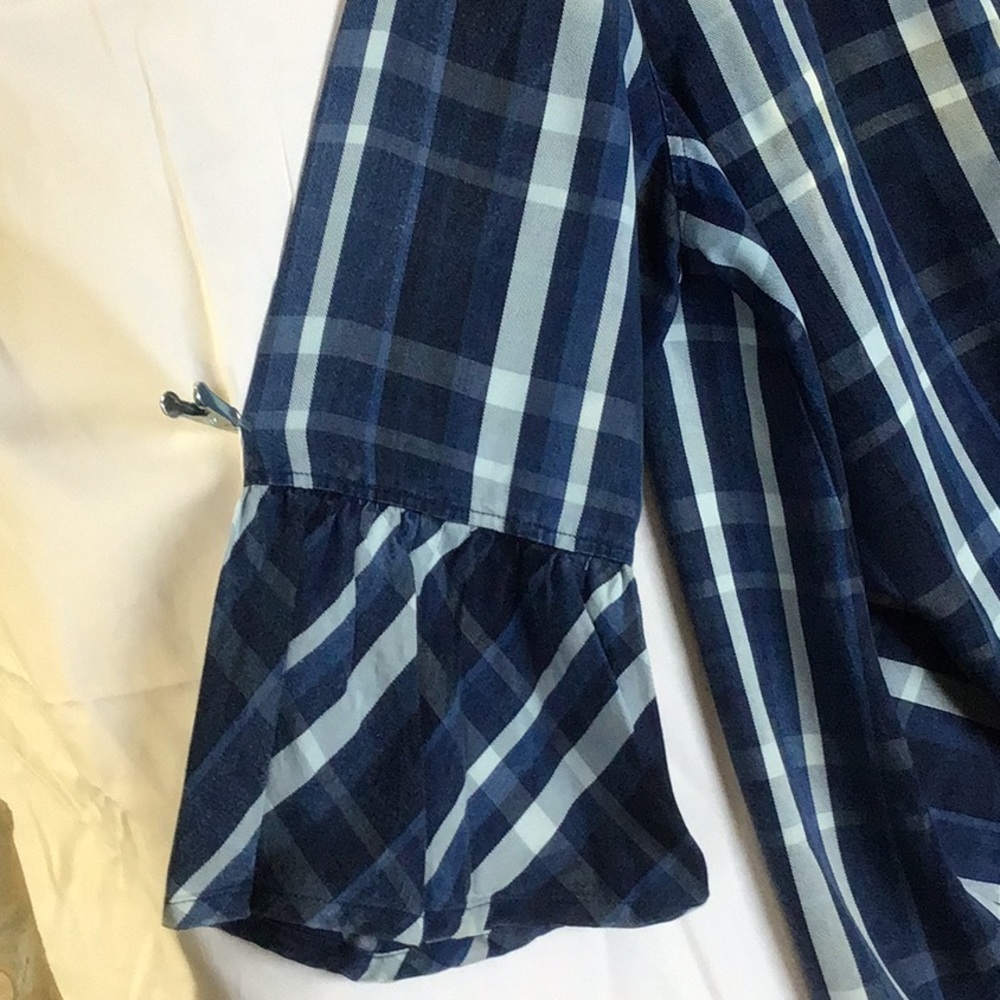 Womens Blue Paid Blouse - Picture 5 of 8